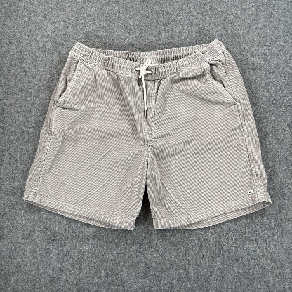 Quiksilver Taxer Corduroy Shorts Mens XL Grey Elastic Waist Drawstring 36x7